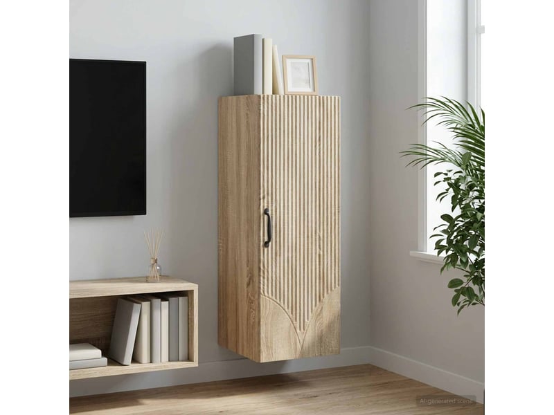  Armoire murale salon 33x34,5x90cm bois d'ingénierie chêne sonoma shl6683  - Conforama B