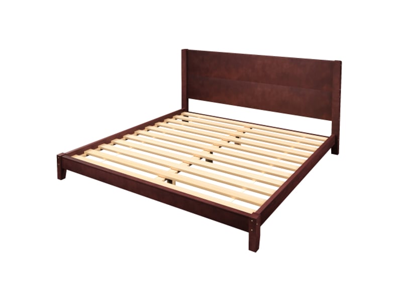 Lit plateforme brun 180x200 cm avec tête de lit et sommier à lattes – design contemporain - Conforama A