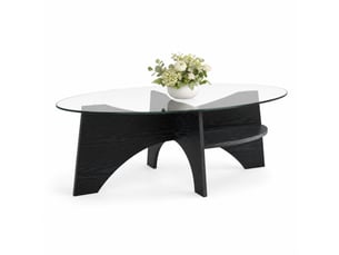 Table basse ovale coloris bicolore FLORAGRACE - 60 cmx104.9 cm