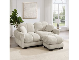 Canapé 2 places modular l-forme chenille, ottomane mobile, confort premium