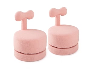 Lot de 2 chaises pivotantes 360° pour enfants 43 x 43 x 57 cm confort rembourré et dossier en nœud en velours teddy rose 20_0011796