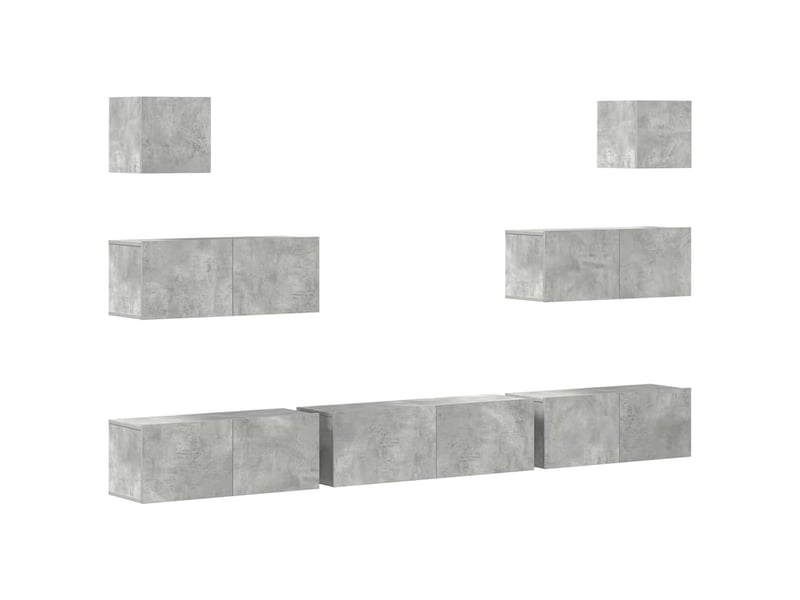  Ensemble de meubles tv - banc tv - meuble de rangement 7 pcs gris béton bois d'ingénierie  - Conforama A