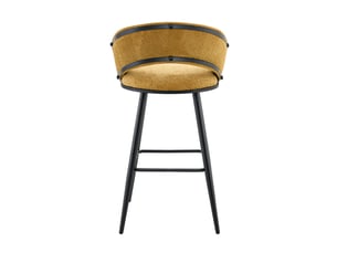 Lot de 2 tabourets de bar,avec repose-pieds,velours et métal noir,jaune