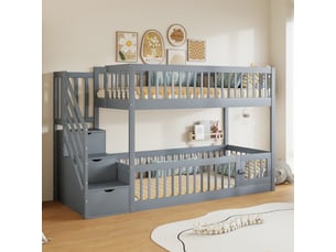 Lit superposé 90x200 cm <strong>MIVRAY </strong>  <strong></strong> coloris gris