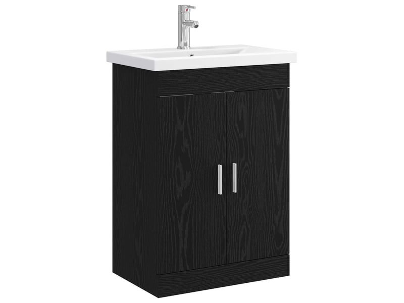 Ensemble de mobilier de salle de bain chêne noir shl3524 - Conforama A