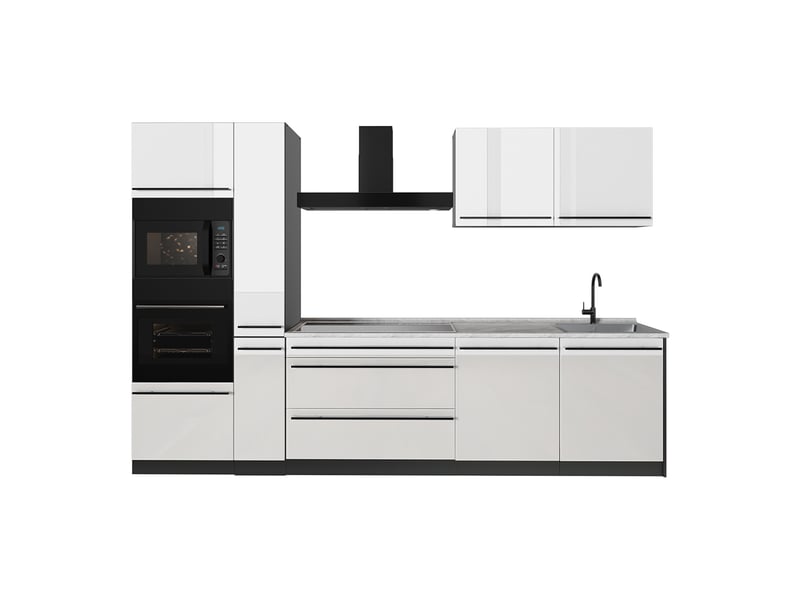  Vicco cuisine, blanc haute brillanceanthracite, 310cm plan de travail marbre  - Conforama A