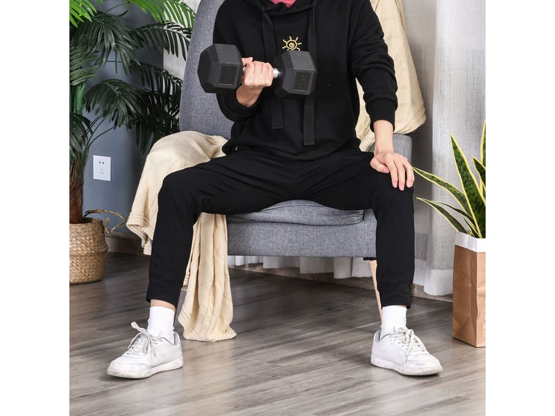  Haltère hexagonale simple de 12,5 kg avec poignée moletée antidérapante, noire  - Conforama C