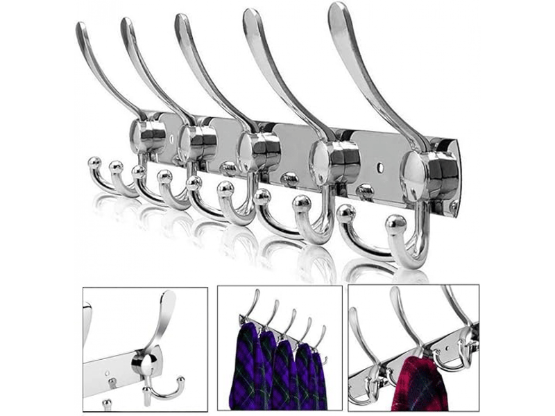 Porte manteau mural, patères manteaux en acier inoxydable, crochets pour manteaux serviettes peignoirs (argent, gris - Conforama A