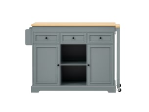 Desserte de cuisine mobile avec 2 portes, 3 tiroirs, rangement ouvert et plateau extensible pour cuisine en mdf gris