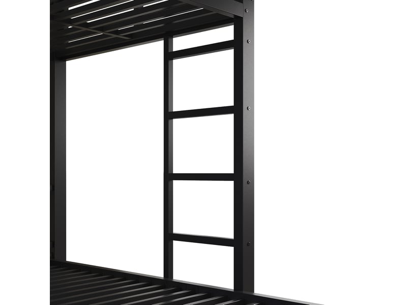  Lit superposé 120x200 cm en métal et bois avec armoire et led noir chicfurn  - Conforama E