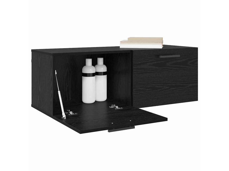  Meuble mural, rangement salon 100 x 36.5 x 35 cm bois d'ingénierie chêne noir shl4648  - Conforama C