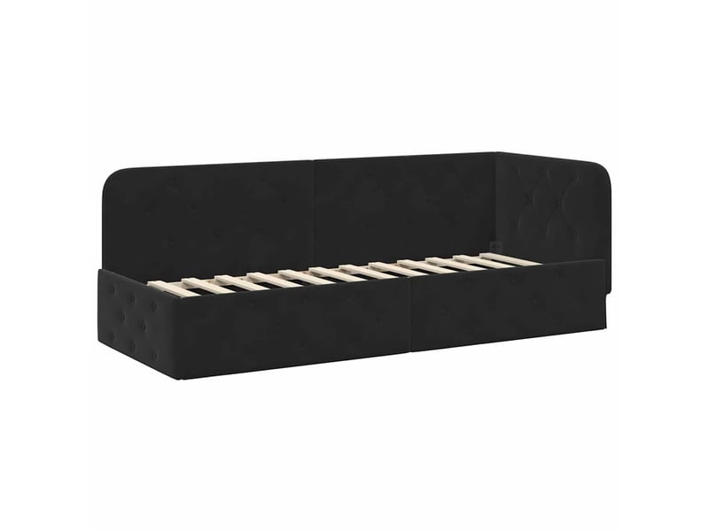  Lit simple- lit adulte -  cadre de lit d'angle noir 80 x 200 cm velours  - Conforama A