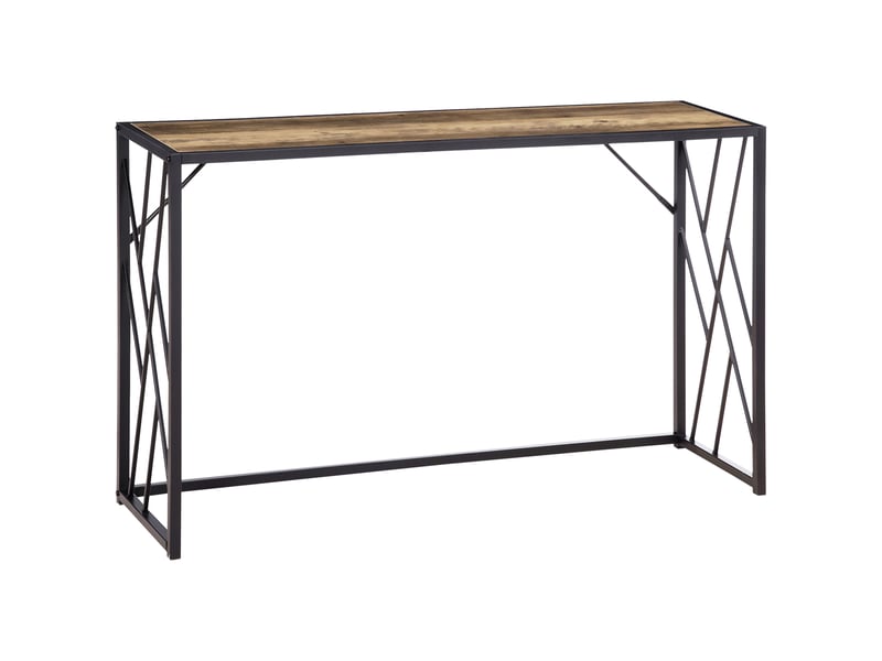  Console d'entrée de style industriel, meuble vintage en acier et bois, 120 x 35 x 75 cm, marron  - Conforama A