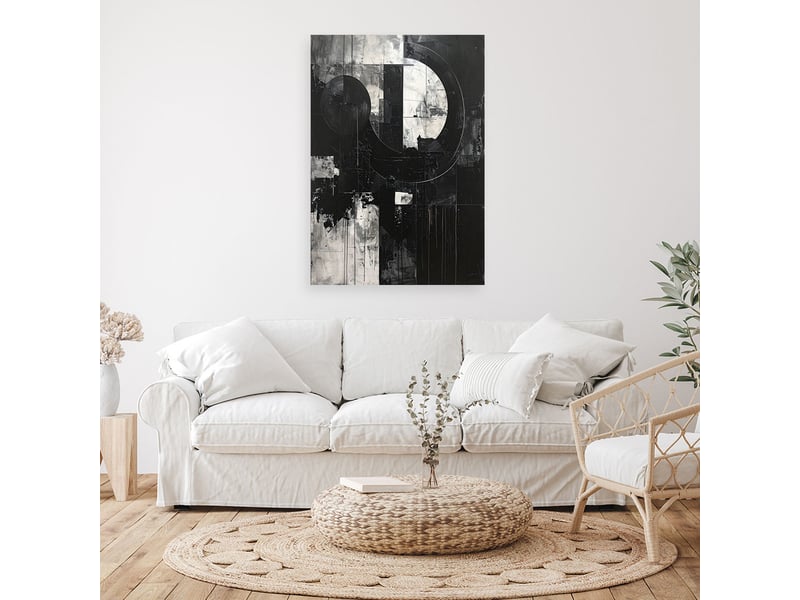  Image sur toile, abstraction en noir et blanc avec un rythme graphique fort 60x90 1312608546 - Conforama B