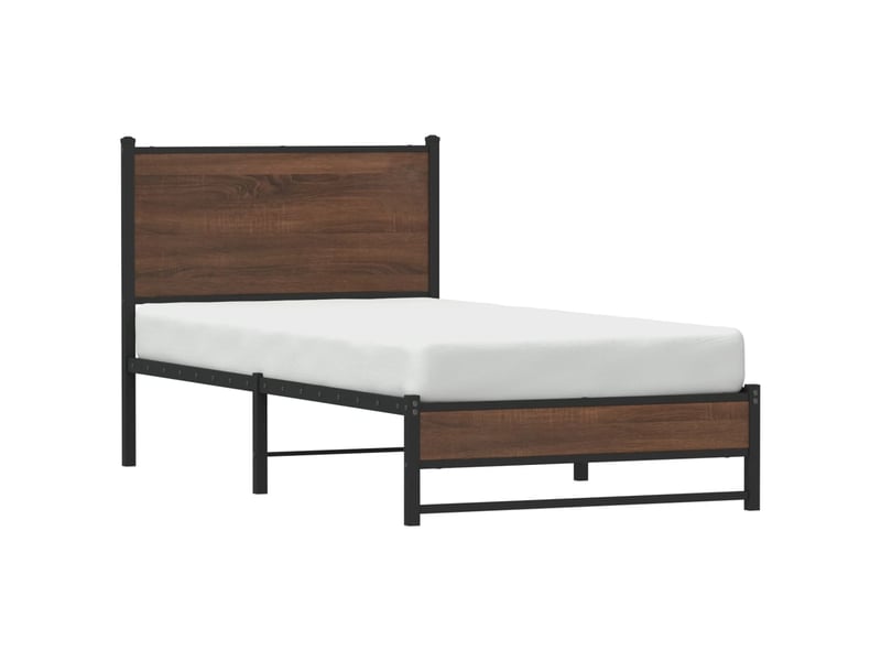  Lit simple- lit adulte -  cadre de lit en métal sans matelas chêne marron 80x200 cm  - Conforama C
