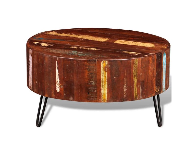  Table basse | table de salon ronde bois massif de récupération  - Conforama D