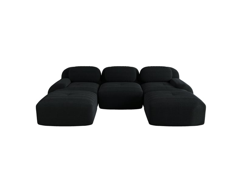  Canapé modulaire en u 298x178x70 cm, dossier et accoudoirs confortables, sans assemblage, finition velours côtelé noir  - Conforama A