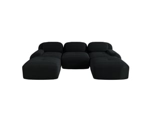 Canapé droit compressé fixe <strong>HAVRYA</strong> <strong></strong> 3 places Velours côtelé noir