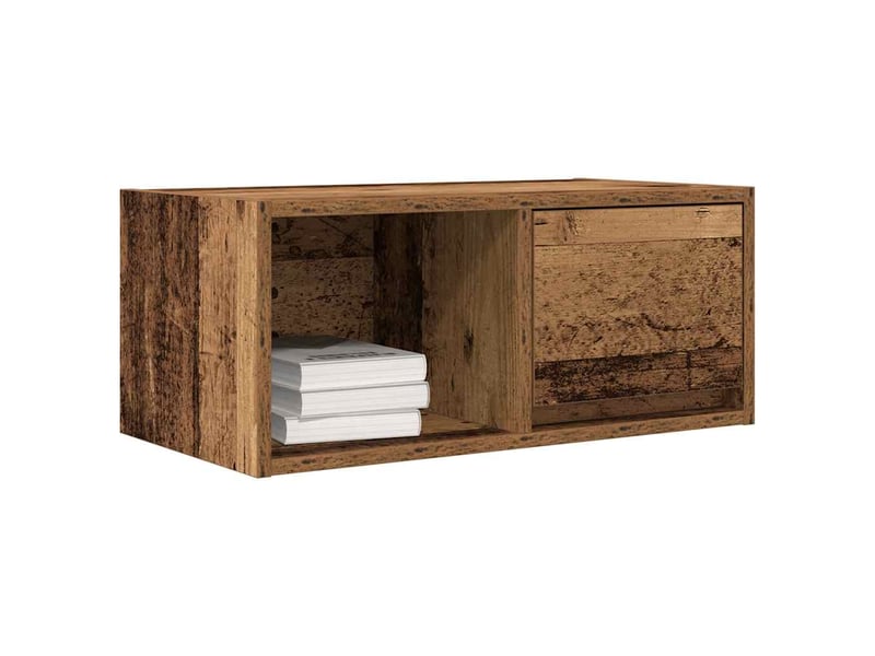  Lot de 2 meuble tv bas salon vieux bois 60x31x25,5 cm bois d'ingénierie shl31378  - Conforama D