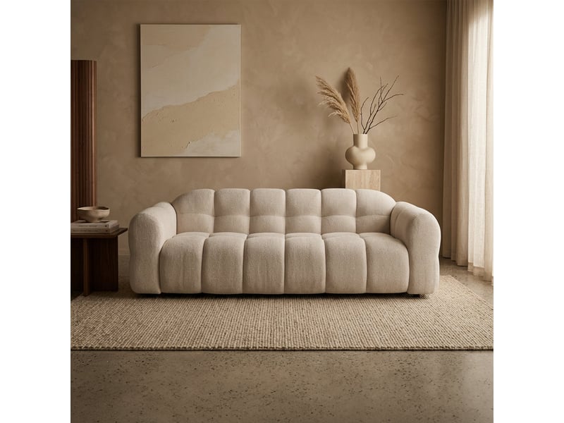  Canapé 3 places en tissu beige  - Conforama C