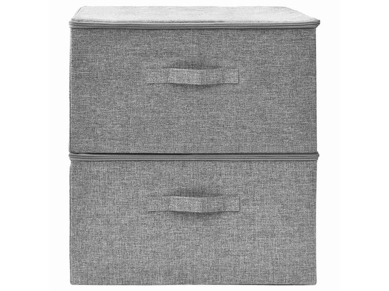  Boîtes de rangement 2 pcs tissu 43x34x23 cm gris  - Conforama C