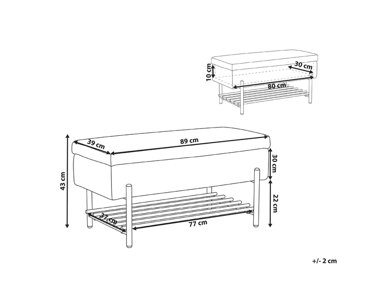 Banc de rangement solvang tissu gris  - Conforama C