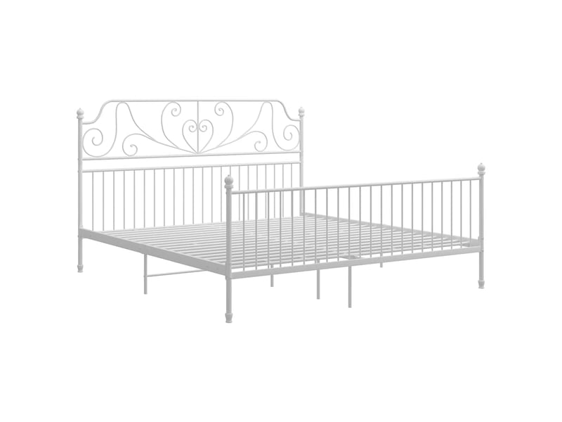  Lit double- lit adulte -  cadre de lit sans matelas blanc métal 180x200 cm  - Conforama A
