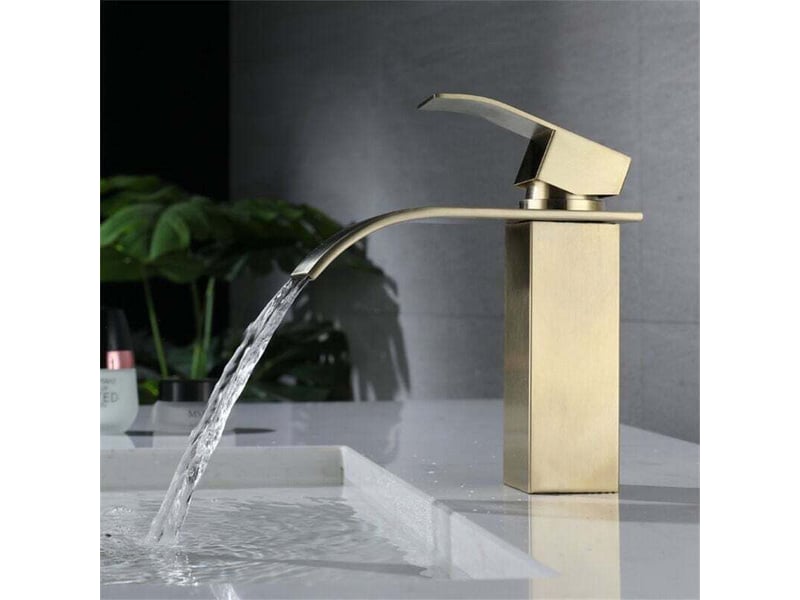  Mitigeur mono-trou lave-mains – levier unique, laiton, eau chaudefroide, finition or. Idéal pour lavabo et salle de bain.  - Conforama D