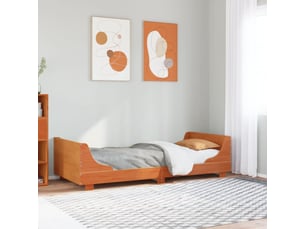 Lit adulte, lit simple, cadre de lit sans matelas marron 100x200cm bois pin massif cf13177