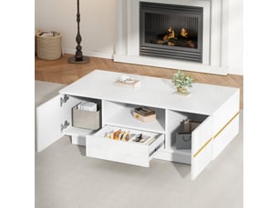 Table basse rectangulaire coloris blanc <strong>HAUSS SPOLE</strong> <strong></strong> - 50 cmx100 cm
