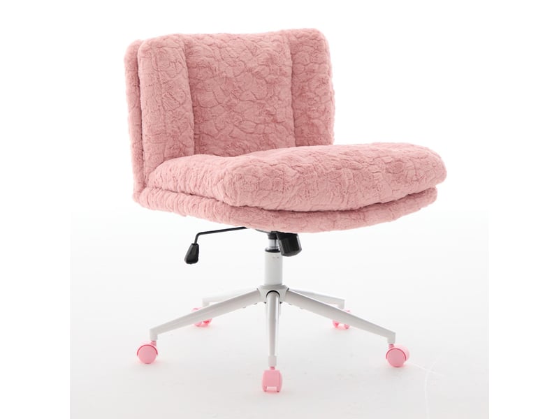  Fauteuil de bureau pivotant réglable piètement métal rose 63x67x94 cm W3223P403707 - Conforama B