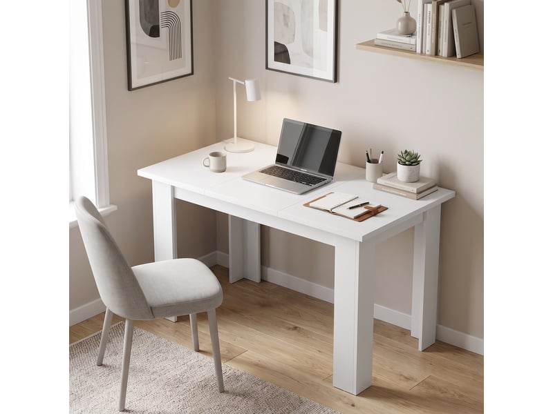  Table à manger 4 personnes avec plateau relevable blanc 120 x 60 x 75,5 cm  - Conforama D