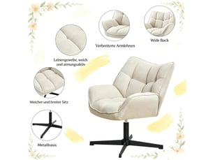Fauteuil relax manuel pivotant Coton / Lin beige