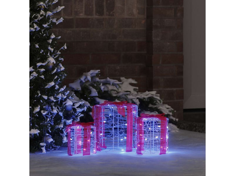 Décoration de boîte cadeau 3 pc bleu 20 x 20 x 21 cm acrylique cf61907 - Conforama B