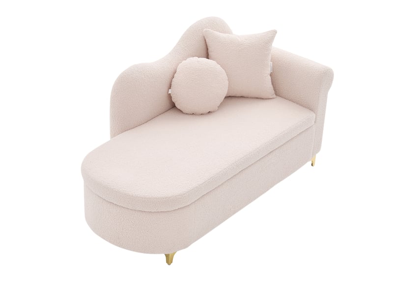  Méridienne avec rangement chaise longue tissu bouclette banquette de salon moderne  - Conforama A