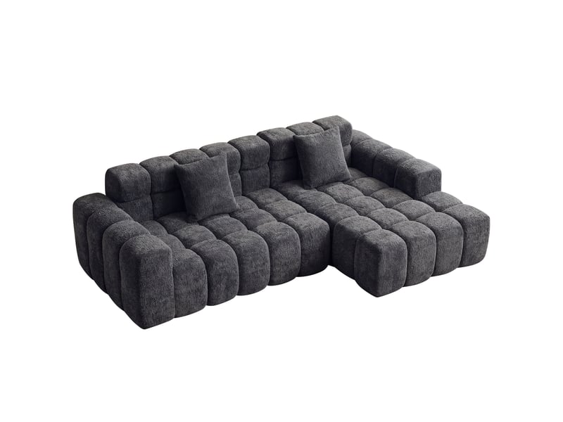  Canapé-lit d'angle ulevr modulable avec chaise gauche, 249,94 cm, velours texturé gris anthracite  - Conforama A