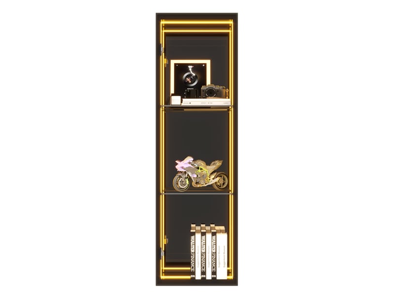 Vitrine 30 x 30 x 90 cm – noir – led, verre trempé et portes à fermeture amortie  - Conforama A