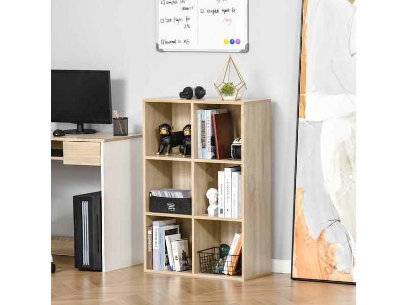  Bibliothèque moderne en bois à 6 cubes, 65,5 x 30 x 97,5 cm, coloris chêne  - Conforama D