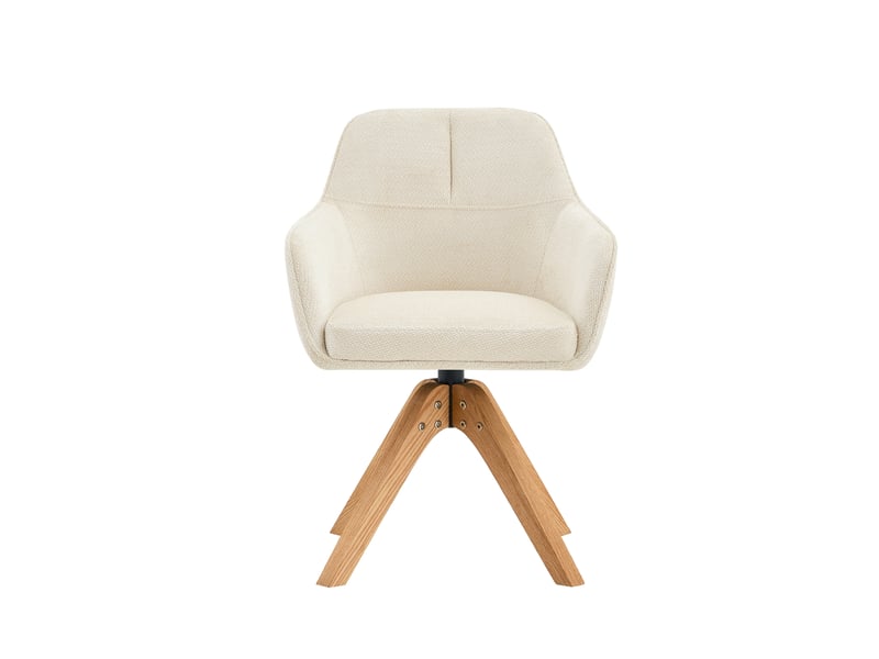  Chaise de salle à manger pivotante avec dossier ergonomique et accoudoirs, en tissu et bois, beige  - Conforama A