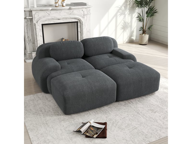  Canapé méridienne, chaise longue, 2 places, en velours tricoté, gris, sans structure, chambre, pour salon  - Conforama C