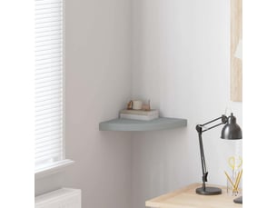 Étagère d'angle flottante, étagère murale gris 35x35x3,8 cm mdf cf41377