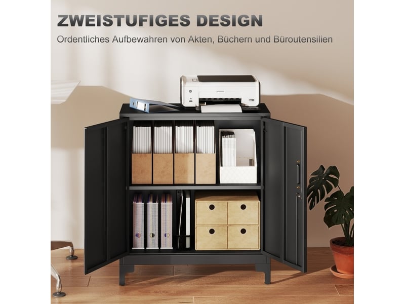  Armoire de bureau en métal 80 x 35 x 91 cm – noir – 2 niveaux de rangement, portes verrouillables  - Conforama E