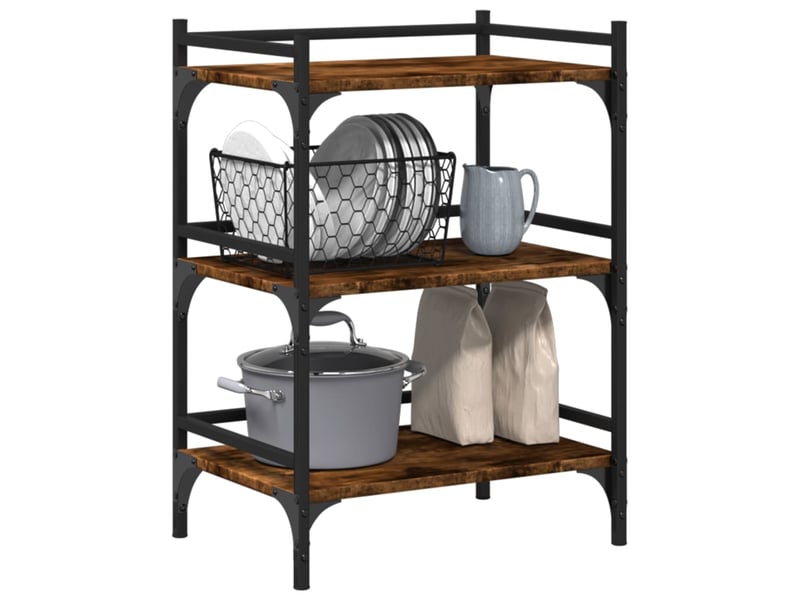  Chariot de cuisine, chariot de rangement chêne fumé 50x35x75,5 cm bois d'ingénierie  - Conforama E