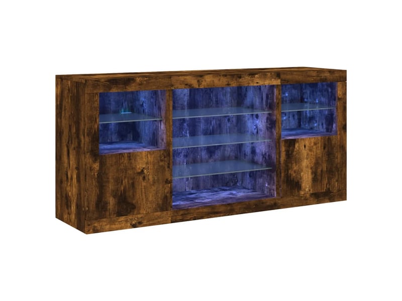  Buffet salon, buffet de rangement avec lumières led chêne fumé 142,5x37x67 cm  - Conforama A