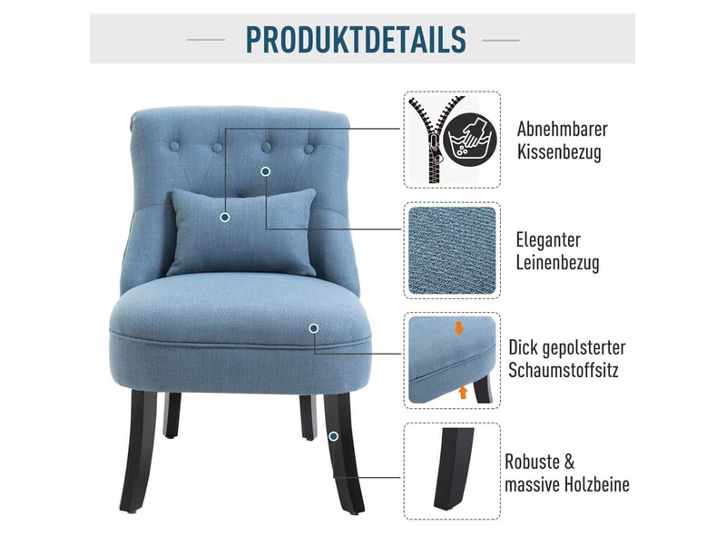 Fauteuil relax 52,5x69x77 cm style vintage bleu  - Conforama E