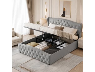 Lit coffre 160x200 cm LYCHOEEY   coloris gris