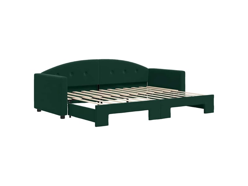Lit simple- lit adulte - lit de jour avec gigogne sans matelas vert foncé 80x200 cm - Conforama A