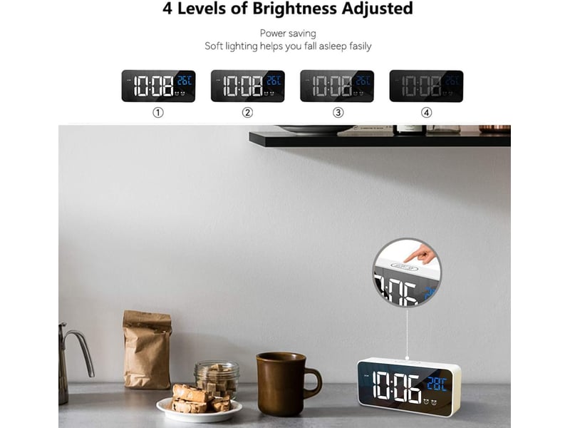  Réveil numérique avec grand affichage de la température – led blanc  - Conforama D