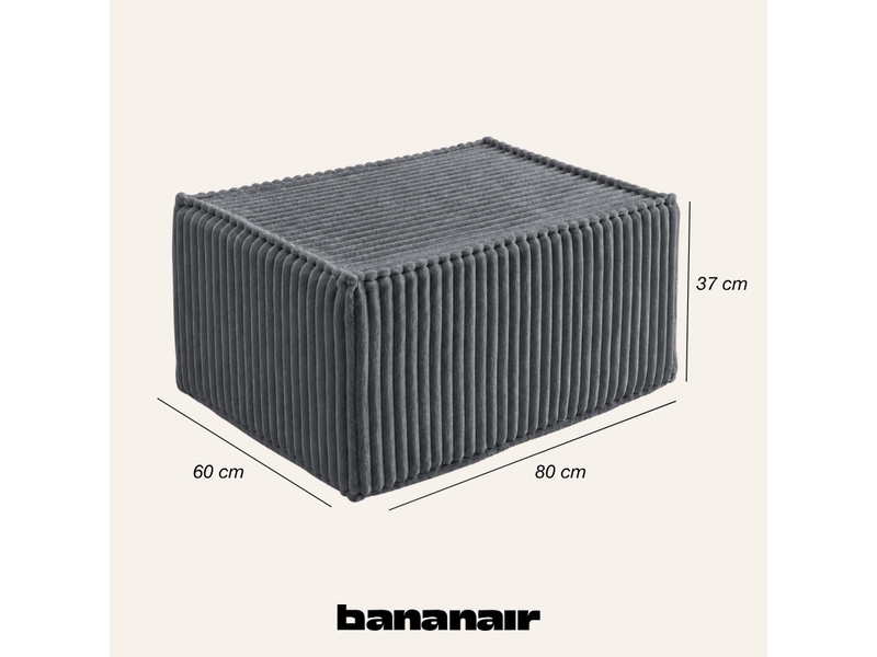  Module méridienne ou repose-pieds déhoussable pour canapé modulable velours côtelé 80x60 cm gris foncé  - Conforama C