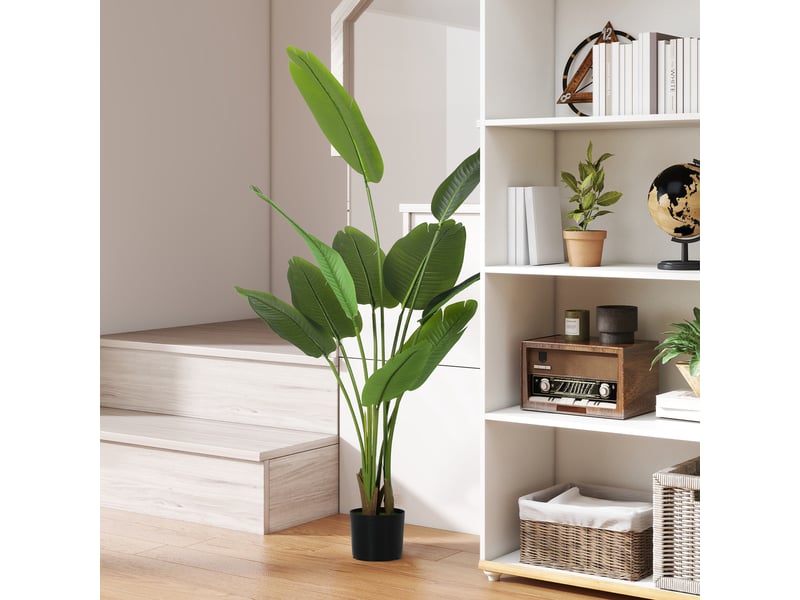  Plante artificielle intérieure 160 cm, arbre artificiel avec pot en plastique et terreau floqué, vert  - Conforama C